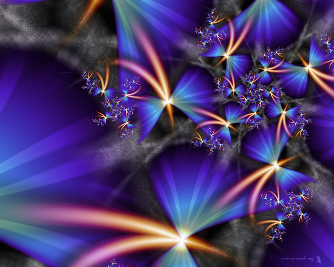 Синие лучи и цветы