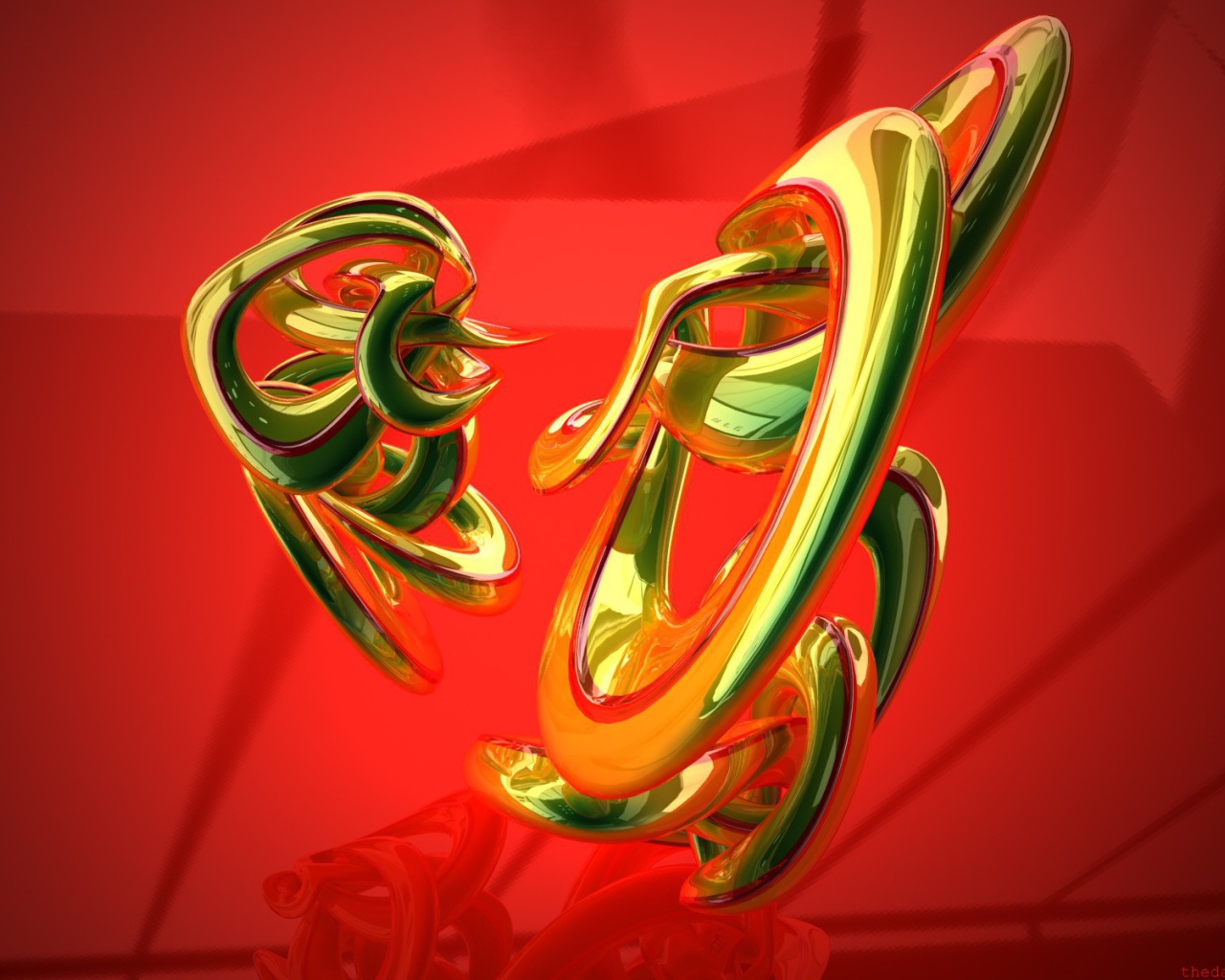 Блеск золота на красном фоне