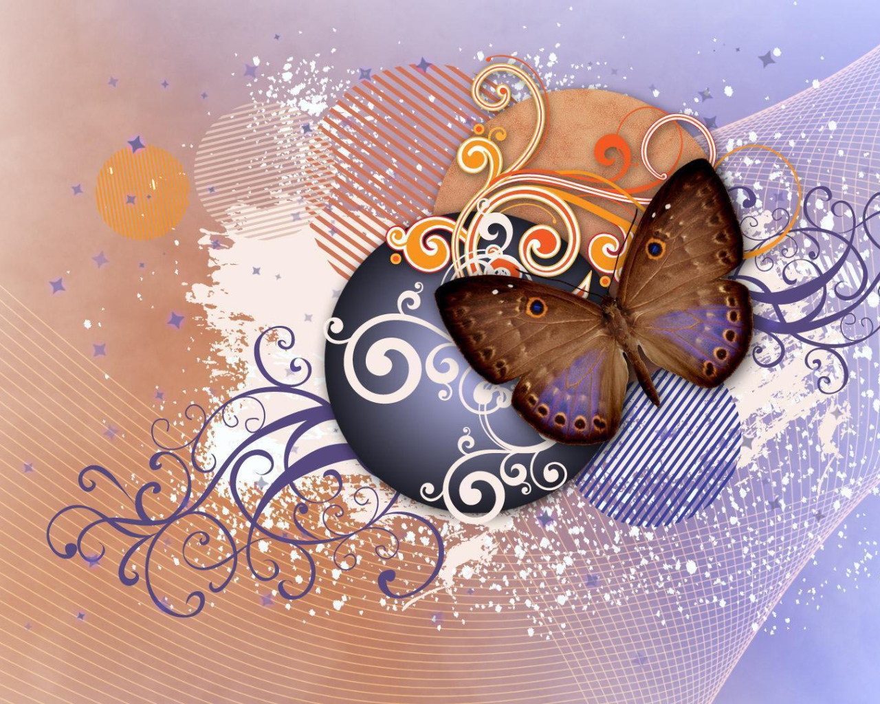 Бабочка на абстрактном рисунке