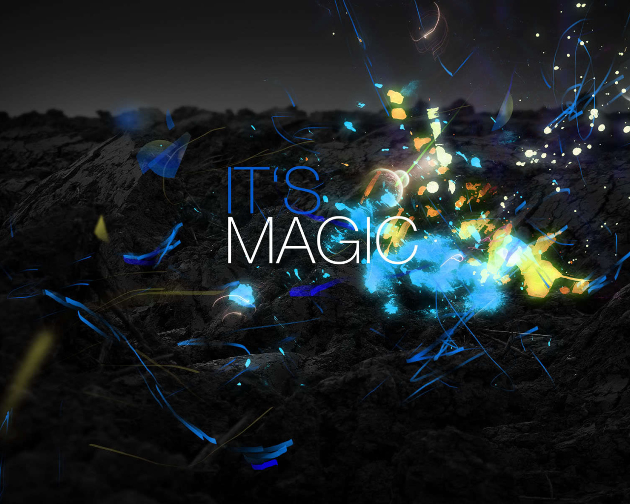 Цветной рисунок на черных горах