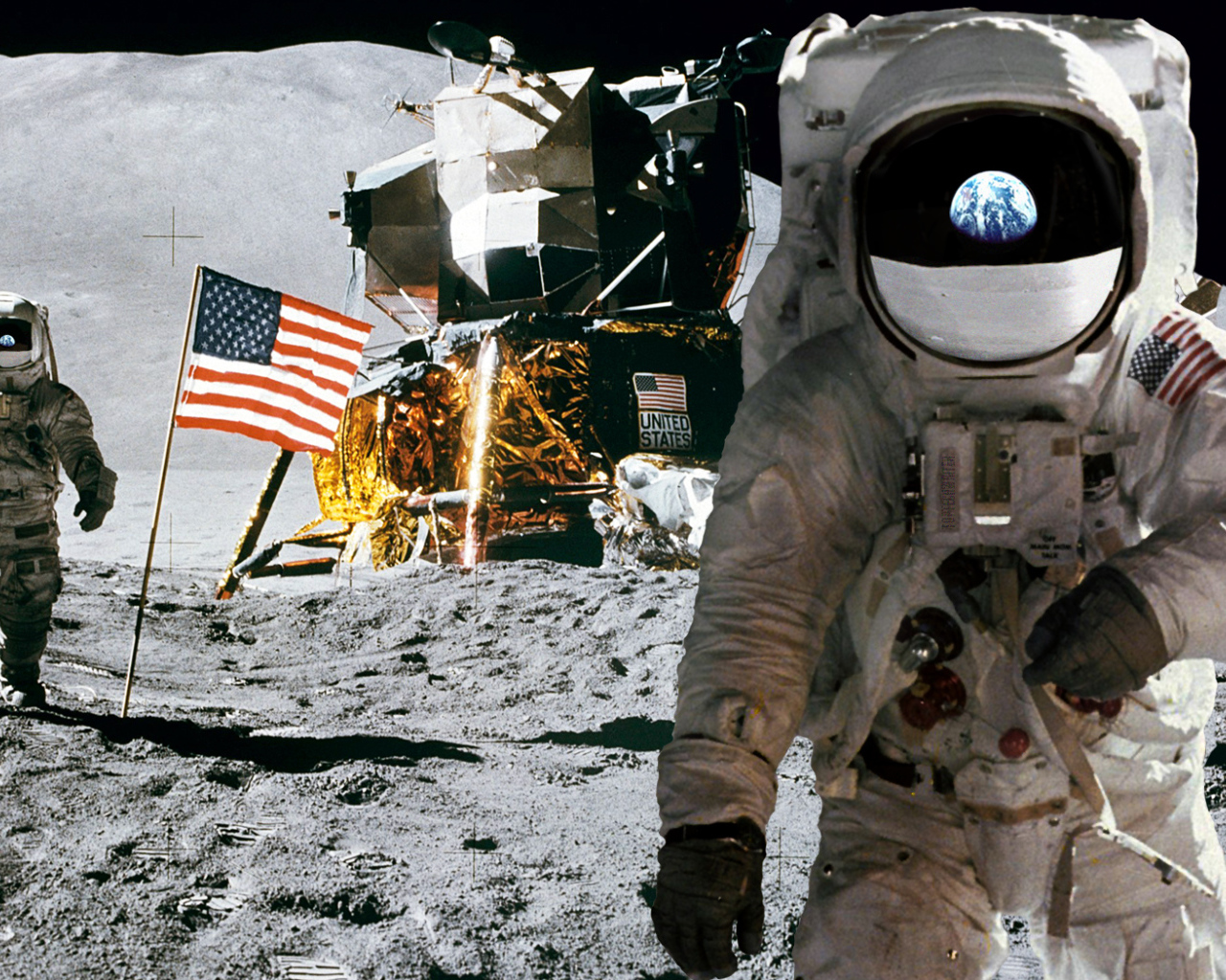 Американские космонавты на луне