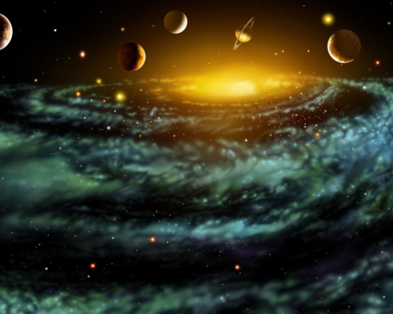 Планеты и звездная спираль