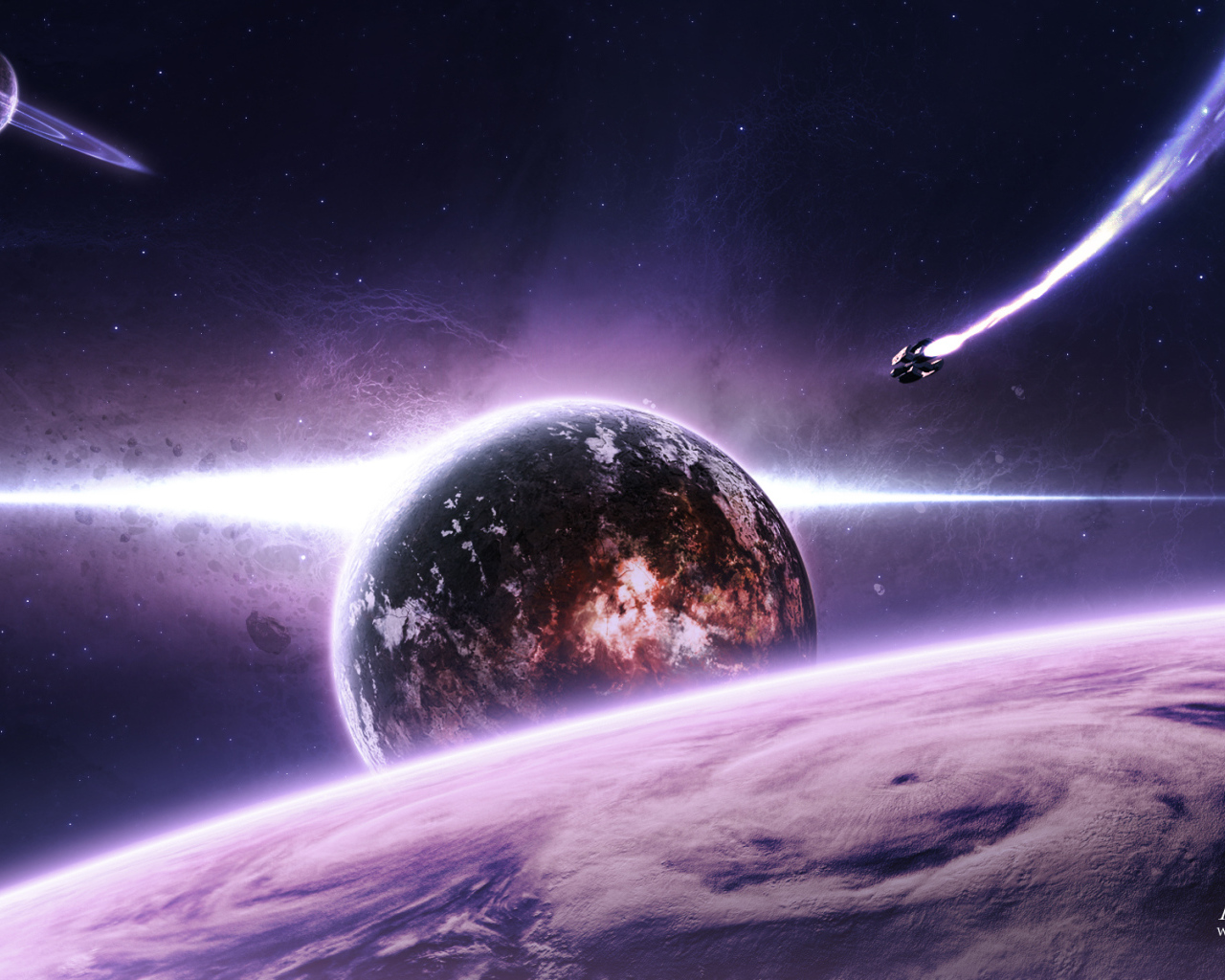 Космический корабль в полете