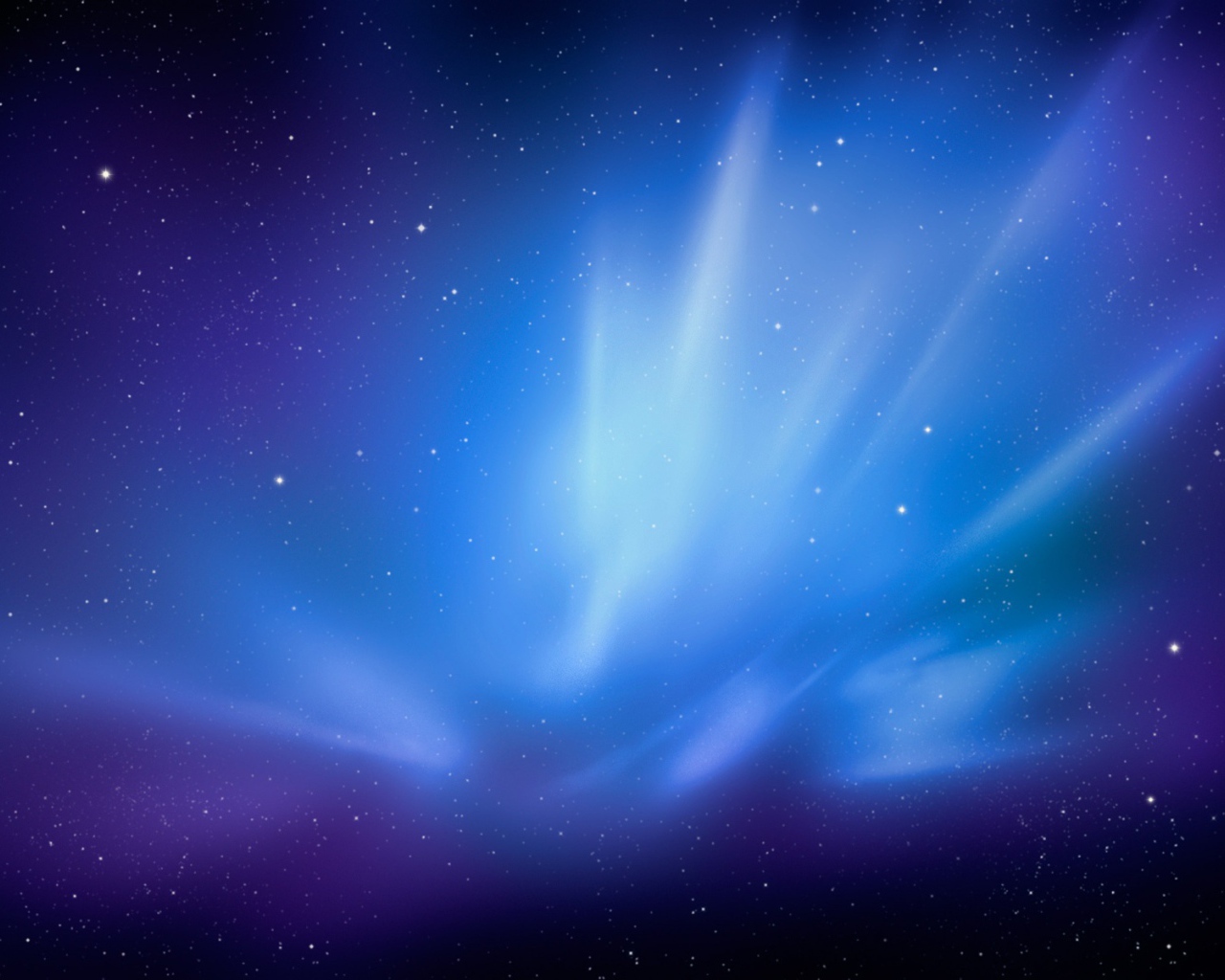 Синие лучи на звездном небе