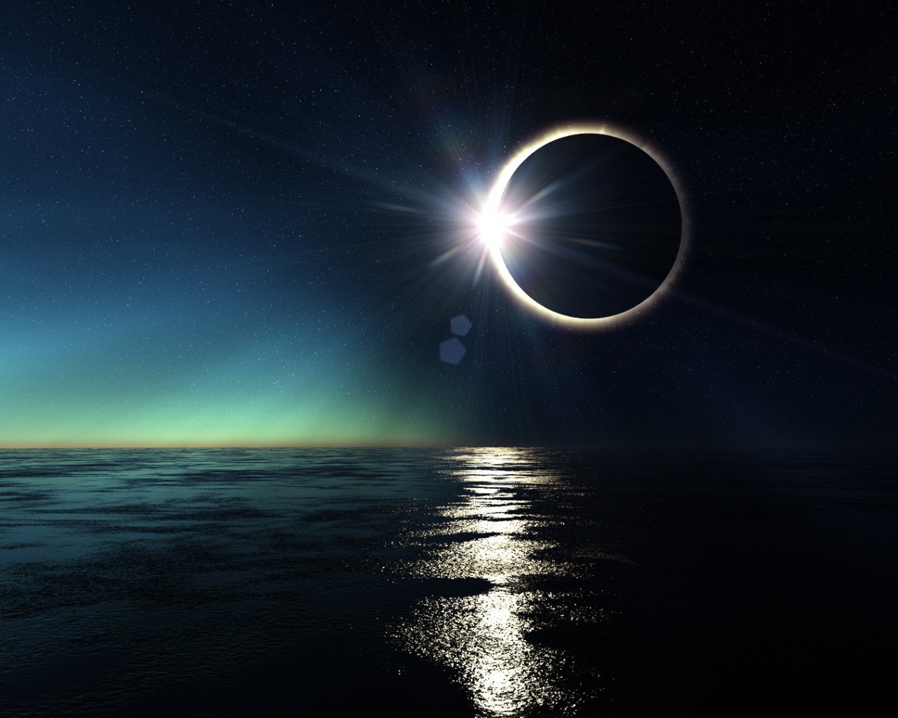 Солнечное затмение над морем