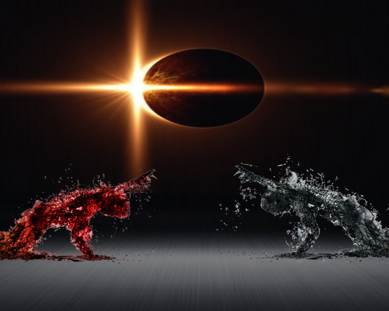 Солнце выглядывает из-за планеты