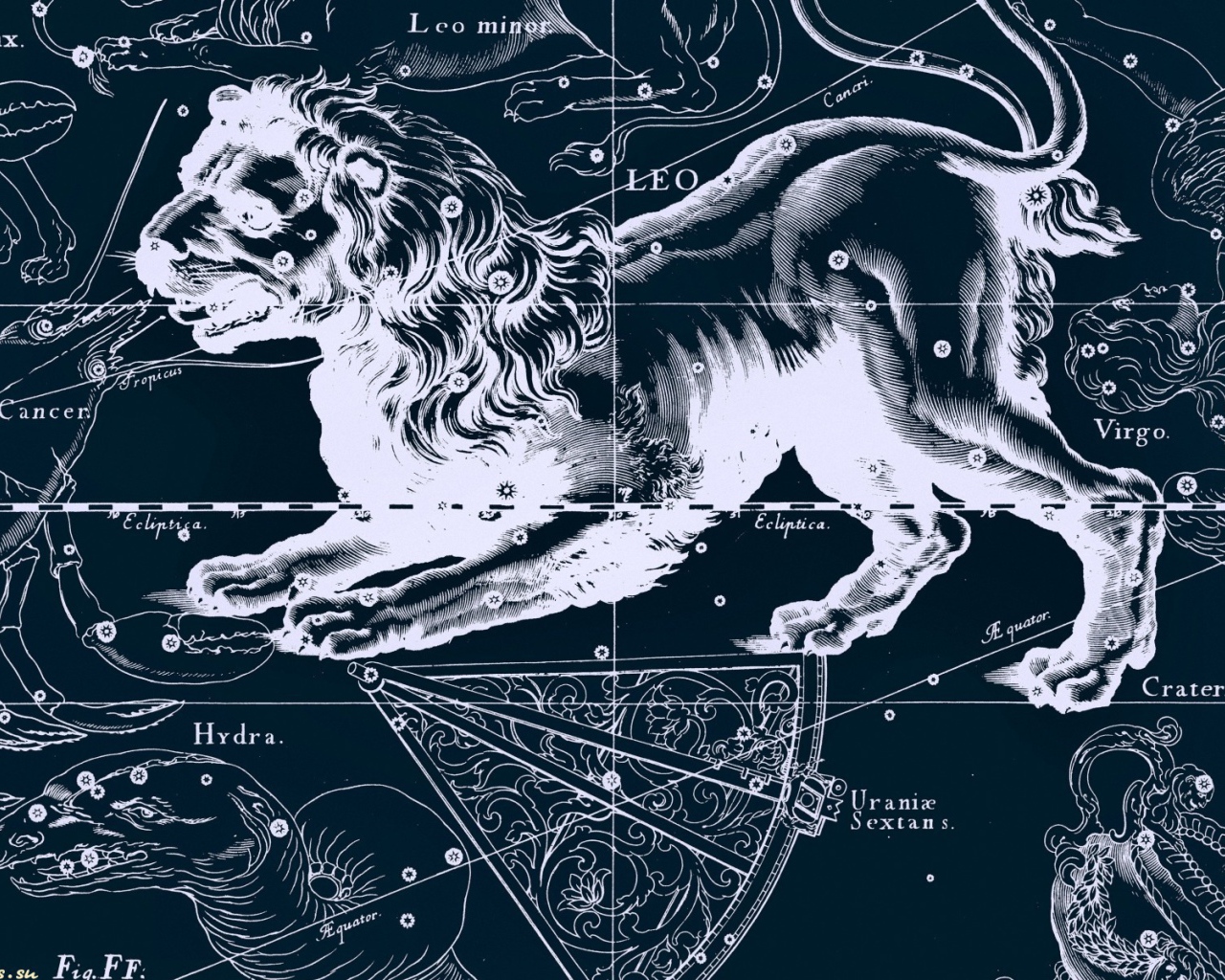 Карта звездного неба, лев