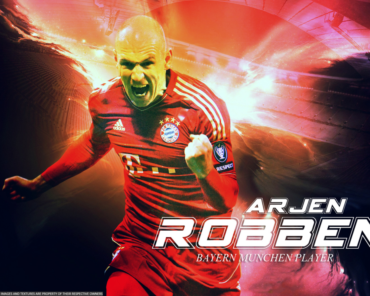 Бавария Арьен Роббен на красном фоне