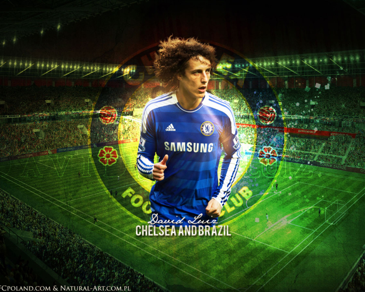 Челси Давид Луис на фоне стадиона