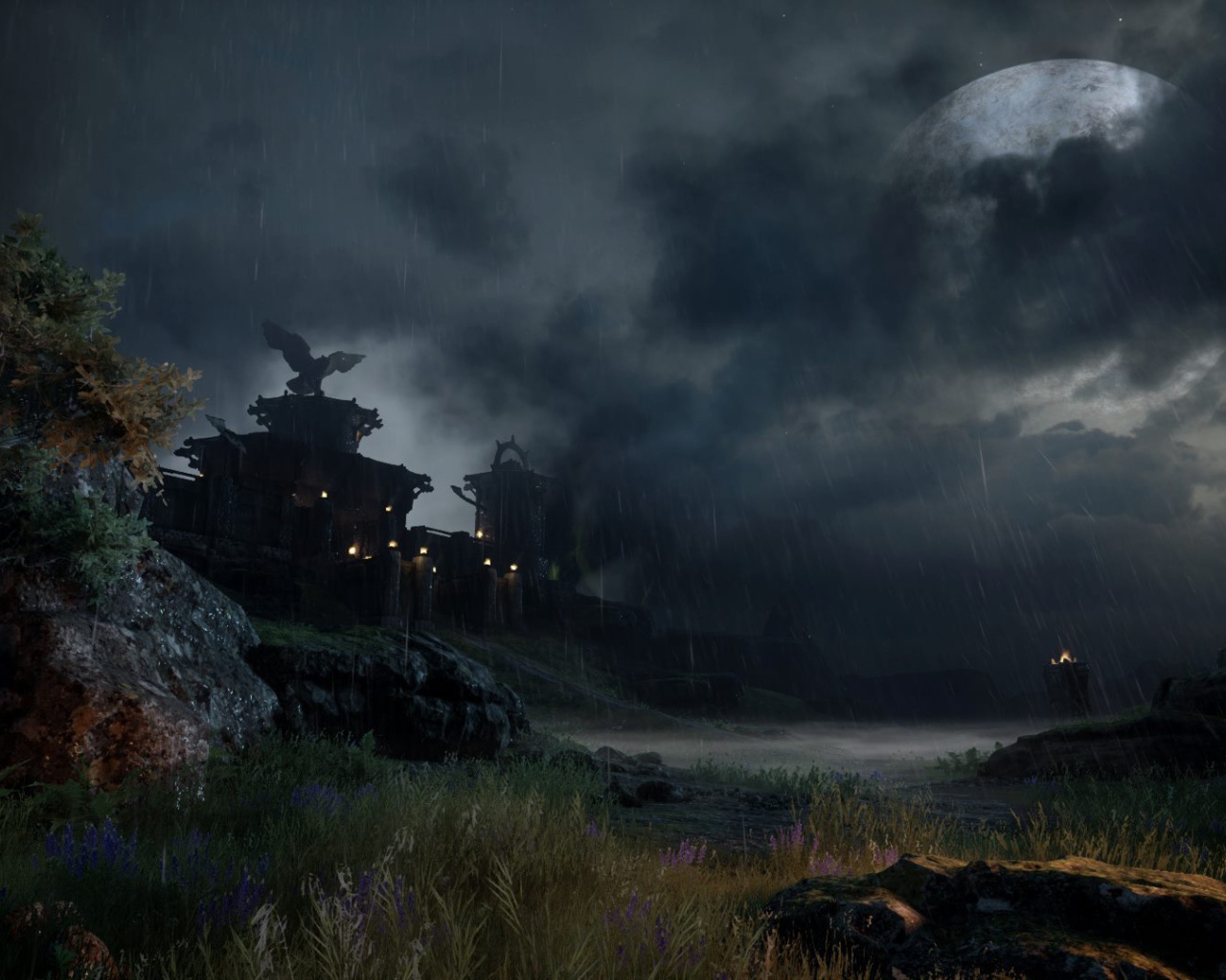 Dragon Age Inquisition: замок в ночное время