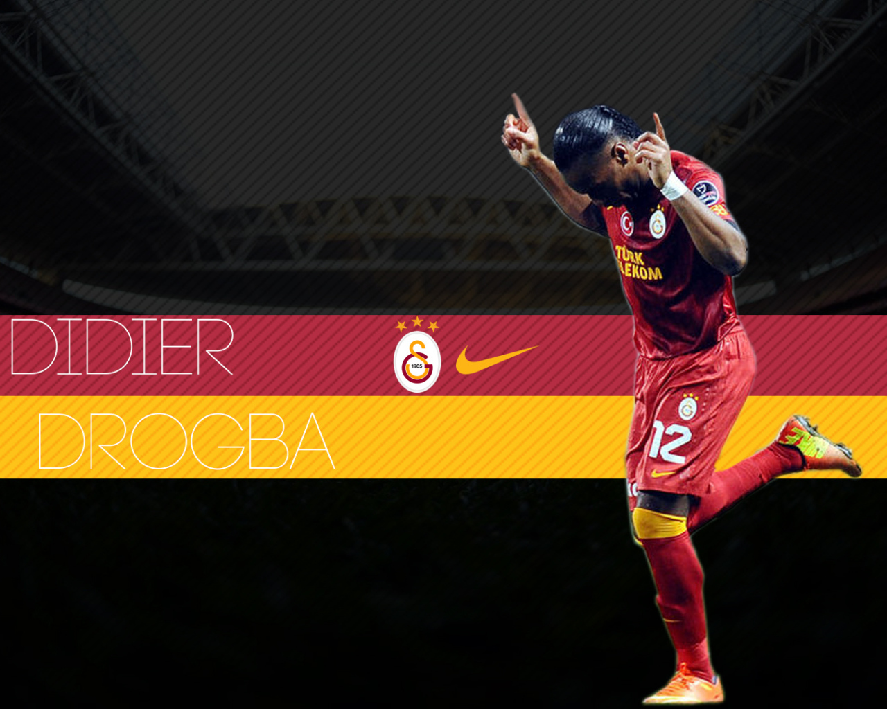 Галатасарай Дидье Дрогба на темном фоне