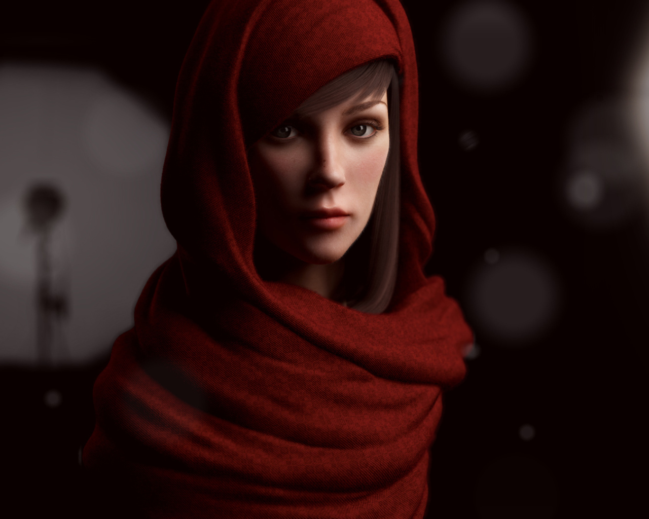 Девушка в красном шарфе