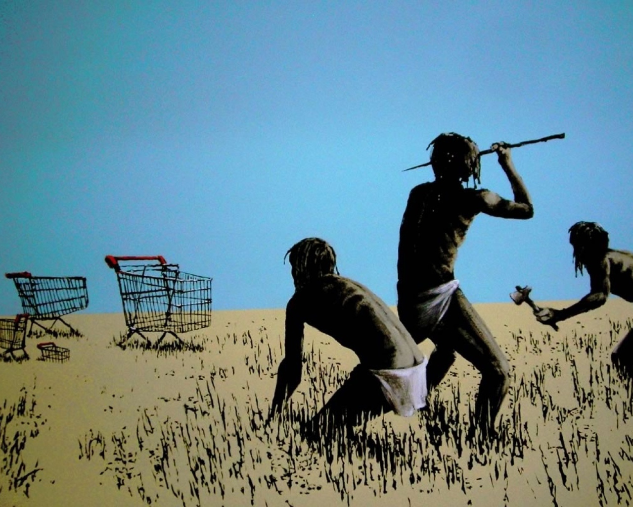 Граффити, древние люди и магазинные корзины, Бэнкси