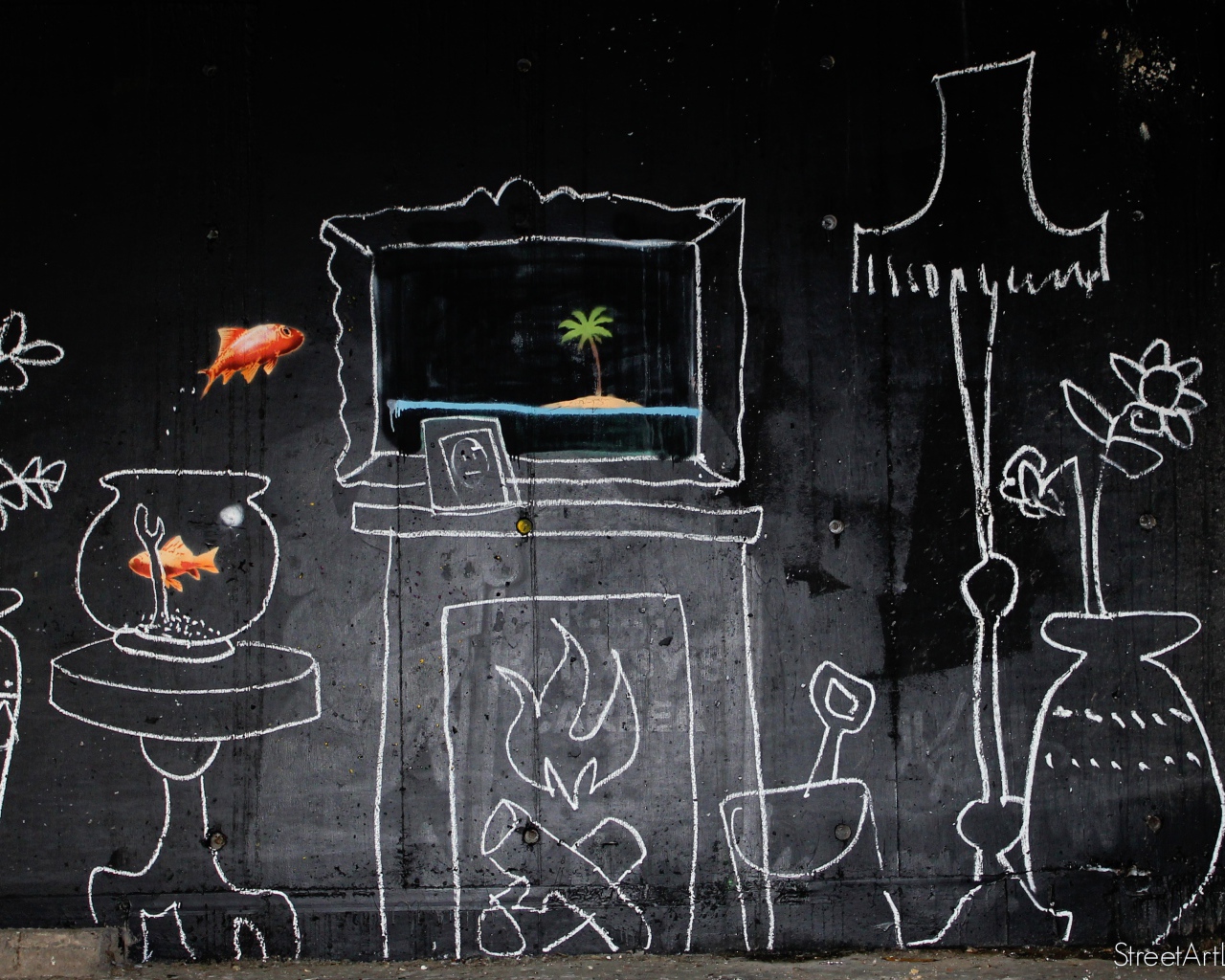 Граффити, уютная комната