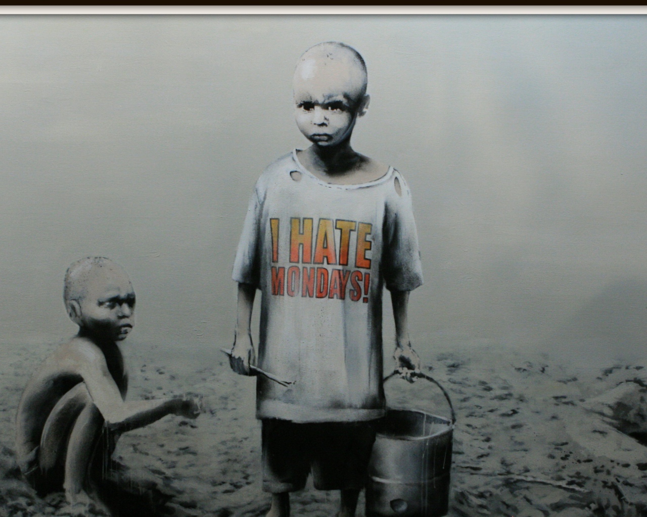 Граффити, ненавижу понедельники, художник Бэнкси