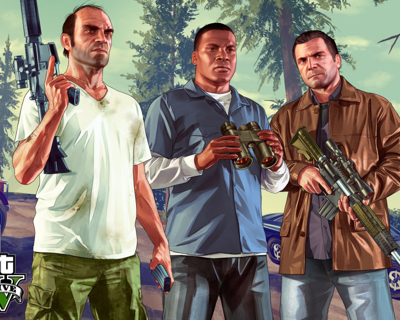 Grand Theft Auto V главные герои HD