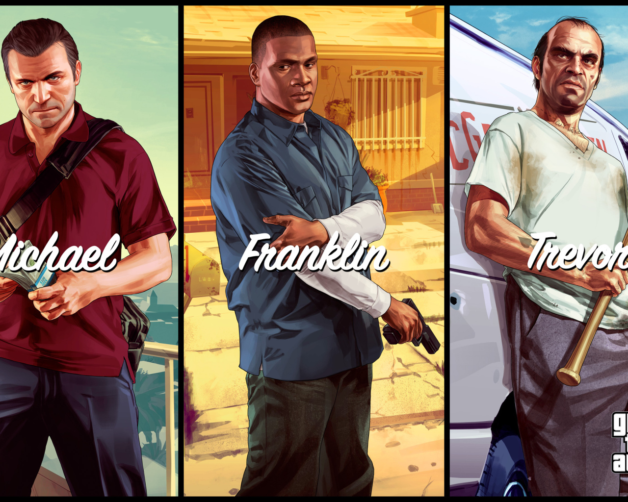 Grand Theft Auto V обои главные герои