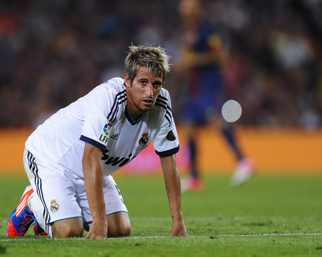 The best defender of Real Madrid Fábio Coentrão on his knees