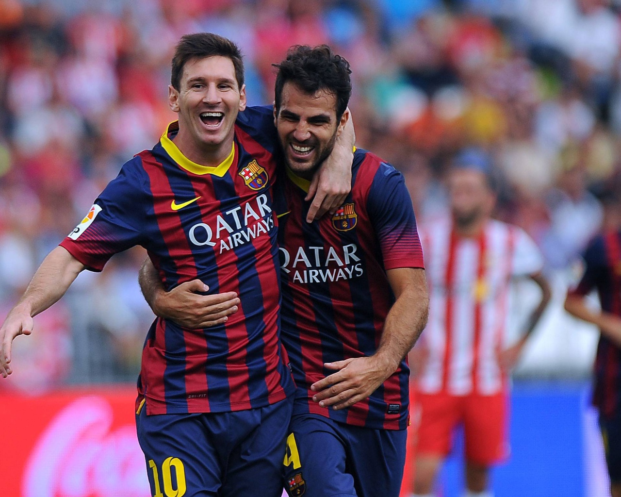  Футболисты Барселоны Франсеск Фабрегас и Лионель Месси