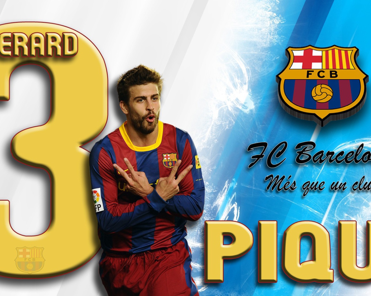 Игрок Барселоны Херард Пике на белом фоне