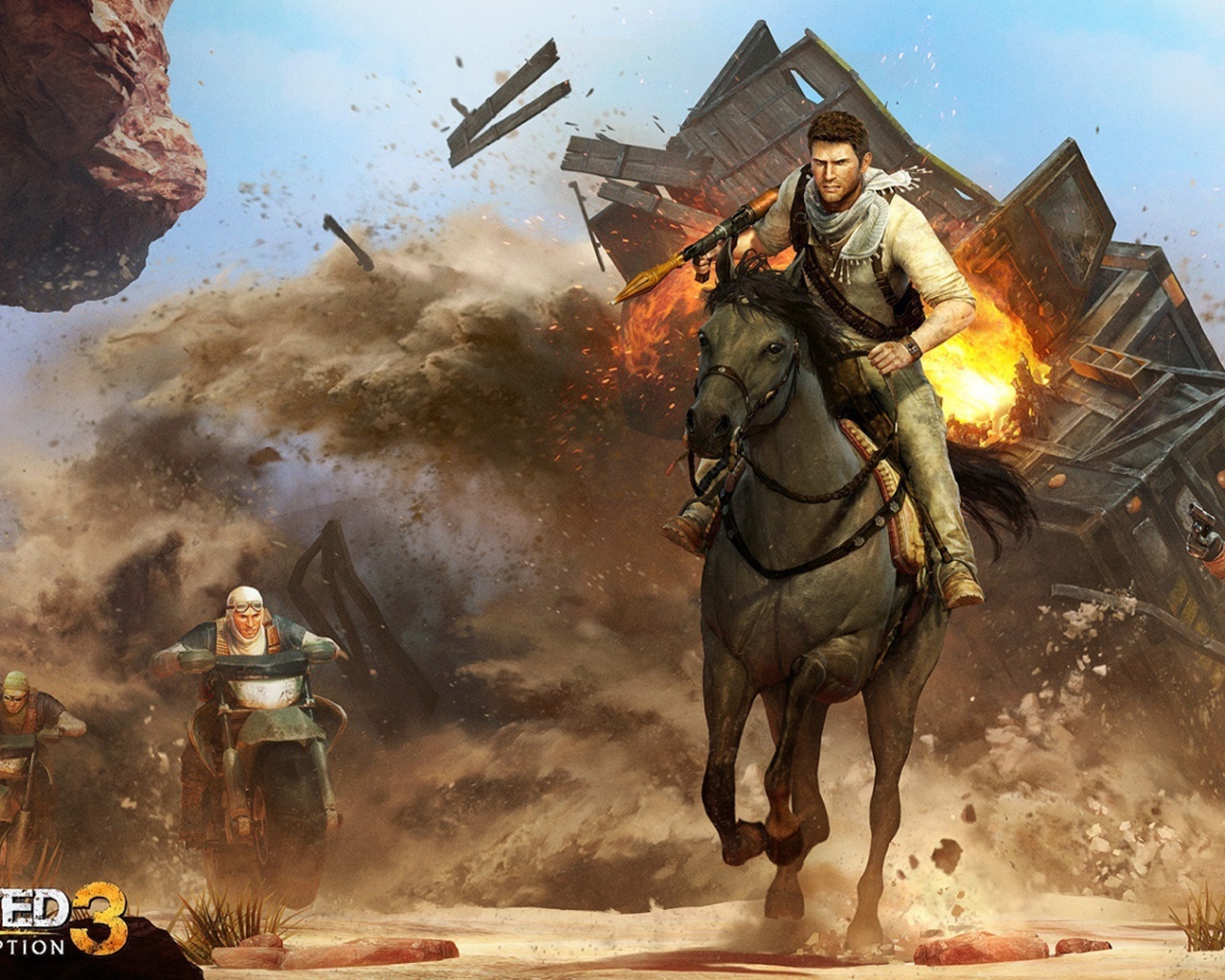 Uncharted 3: Дрейк находится лошади