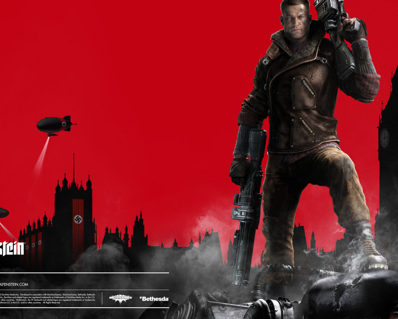 Wolfenstein герой с большими пушками