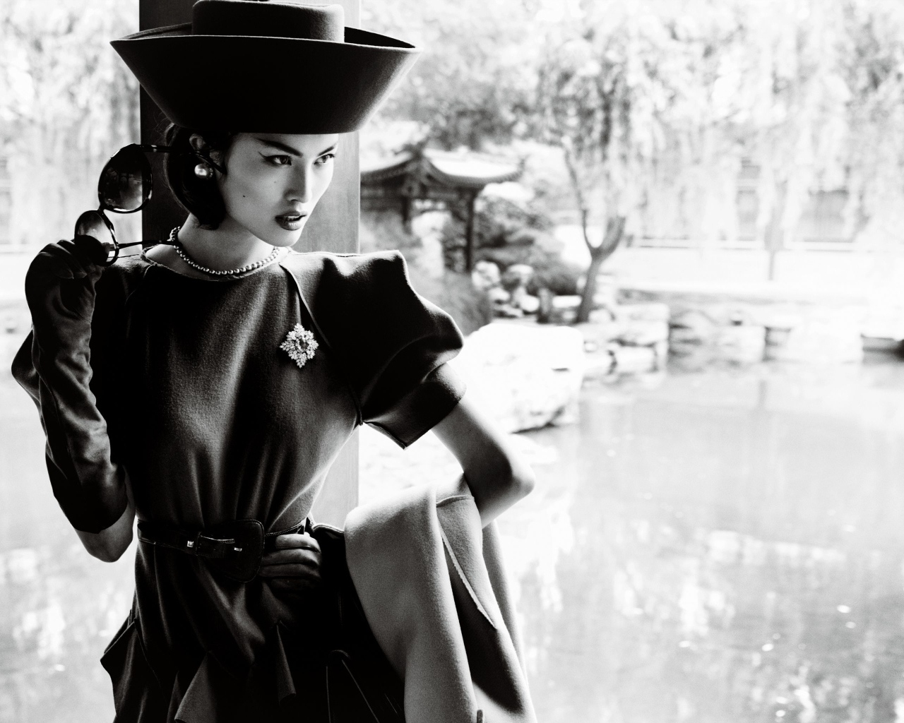 Женщина в шляпе, ретро фото