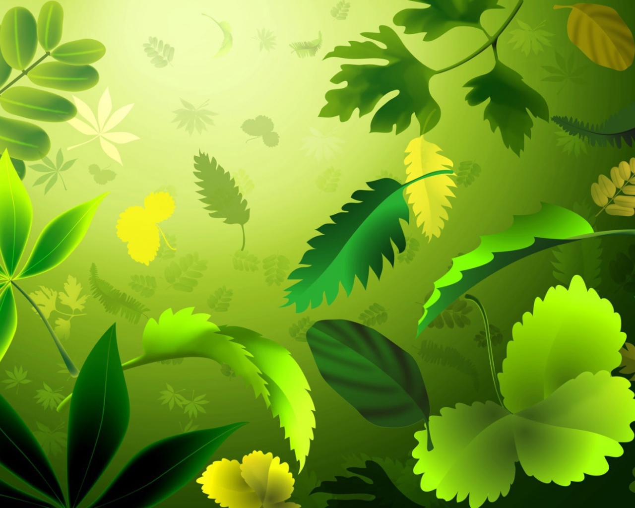 Зеленые листья 3Д