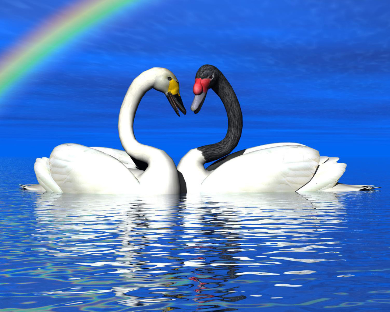 Лебеди под радугой