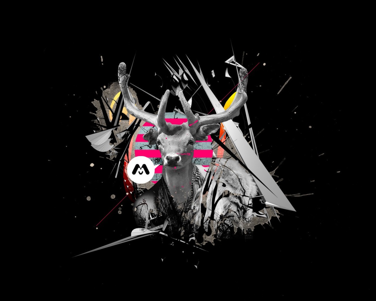 Олень на черном фоне