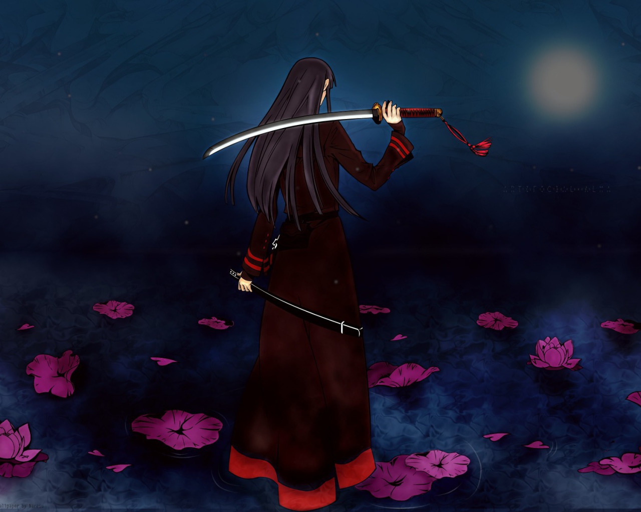 Девушка на воде с мечом