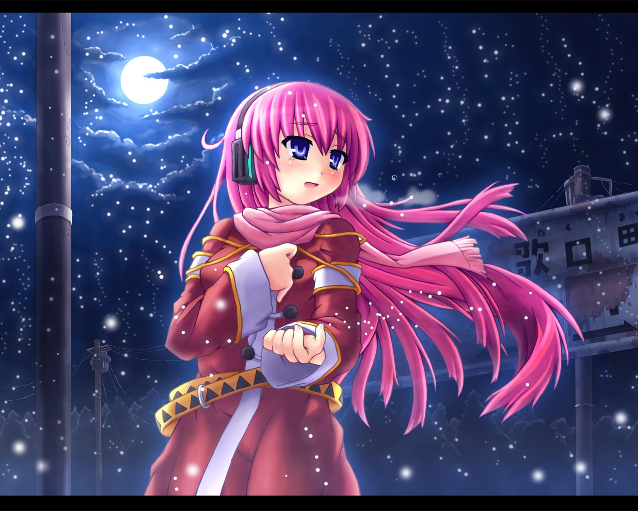 Девочка зимней ночью