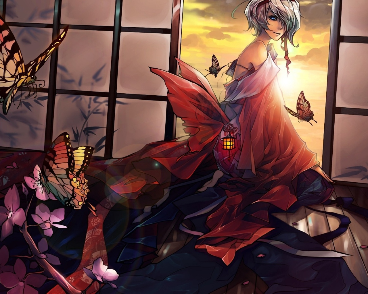 Девушка и бабочки