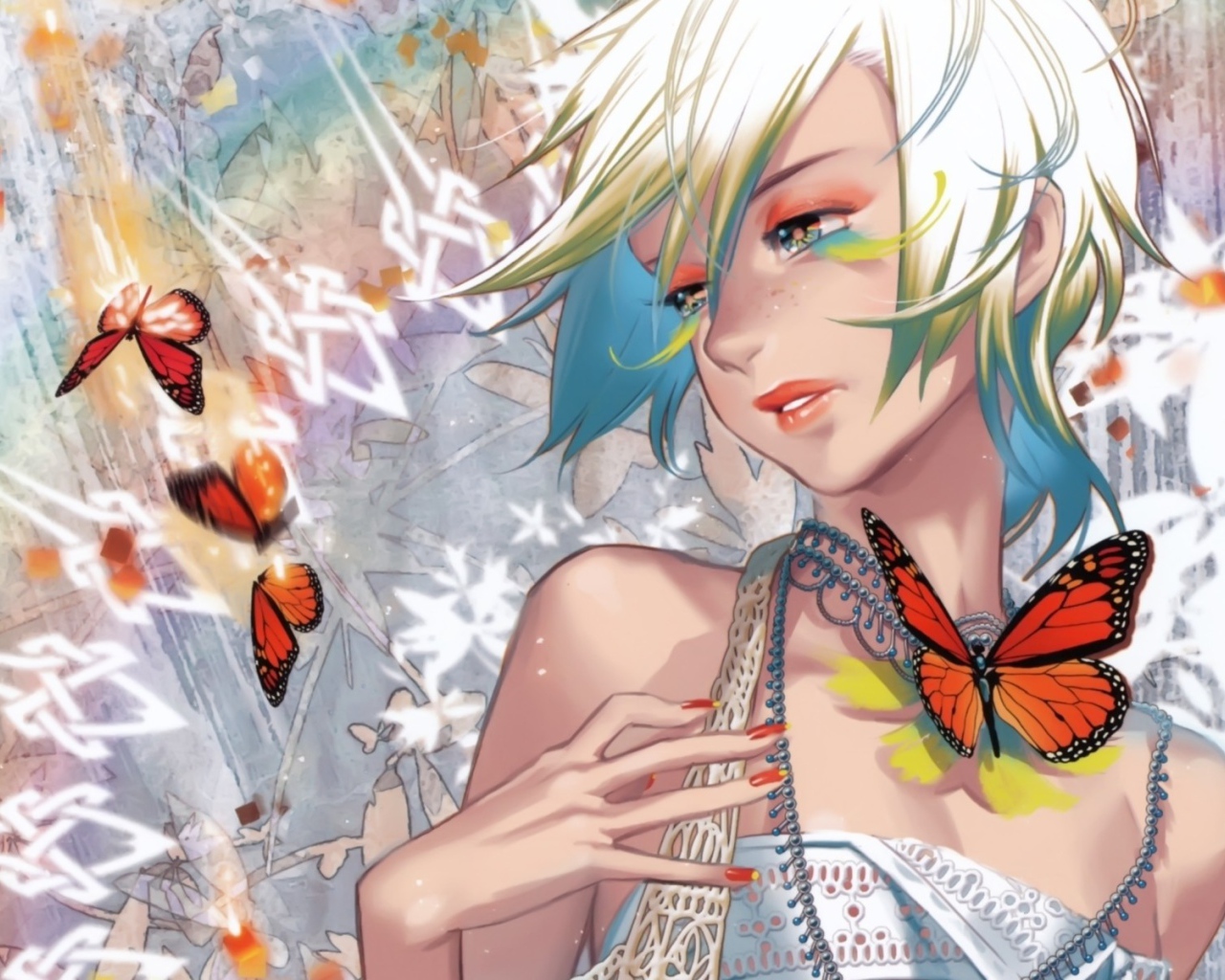Аниме девочка с бабочками