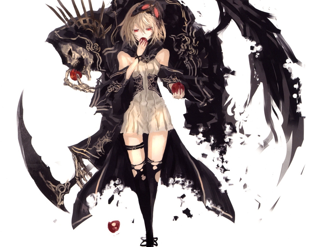 Девочка ест яблоки