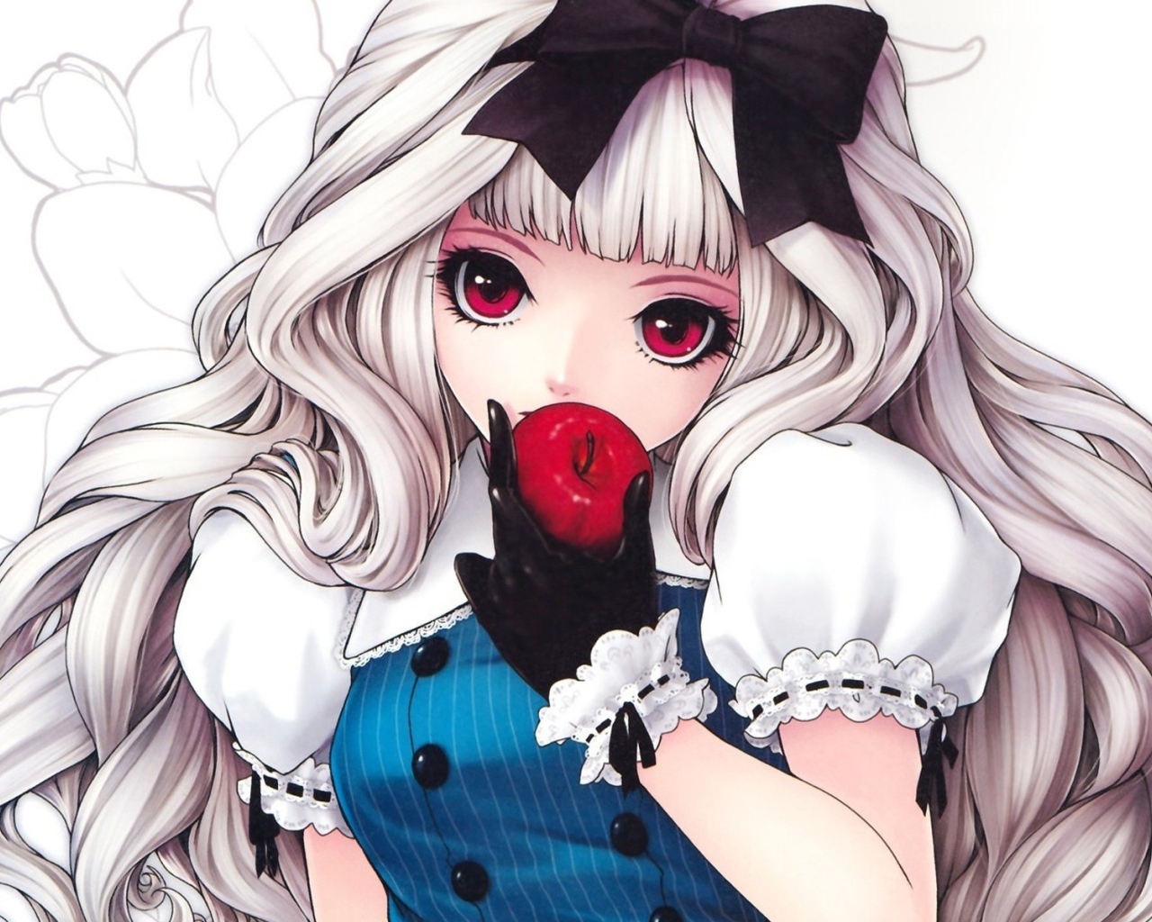 Девочка с красным яблоком