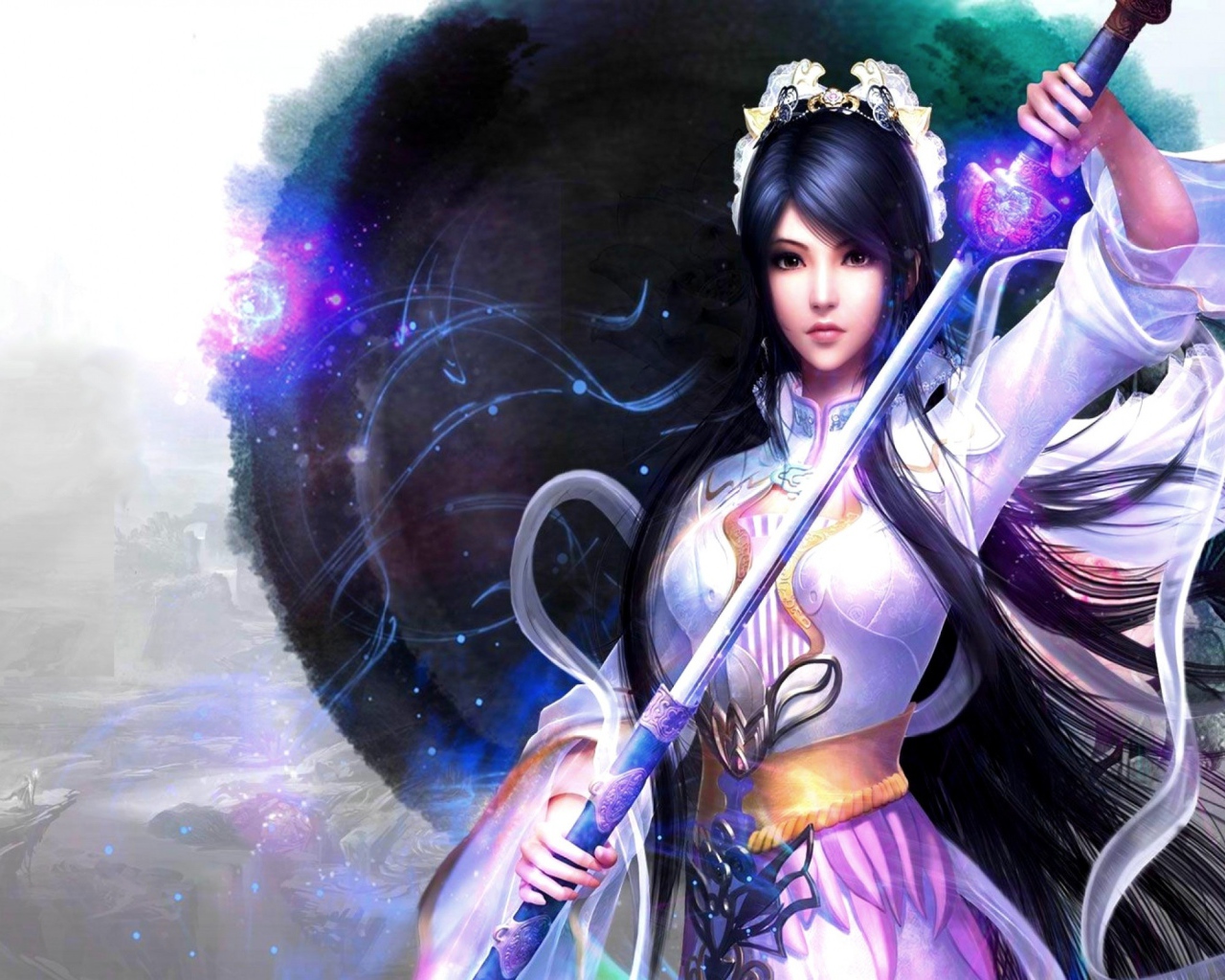 Японка с синими волосами