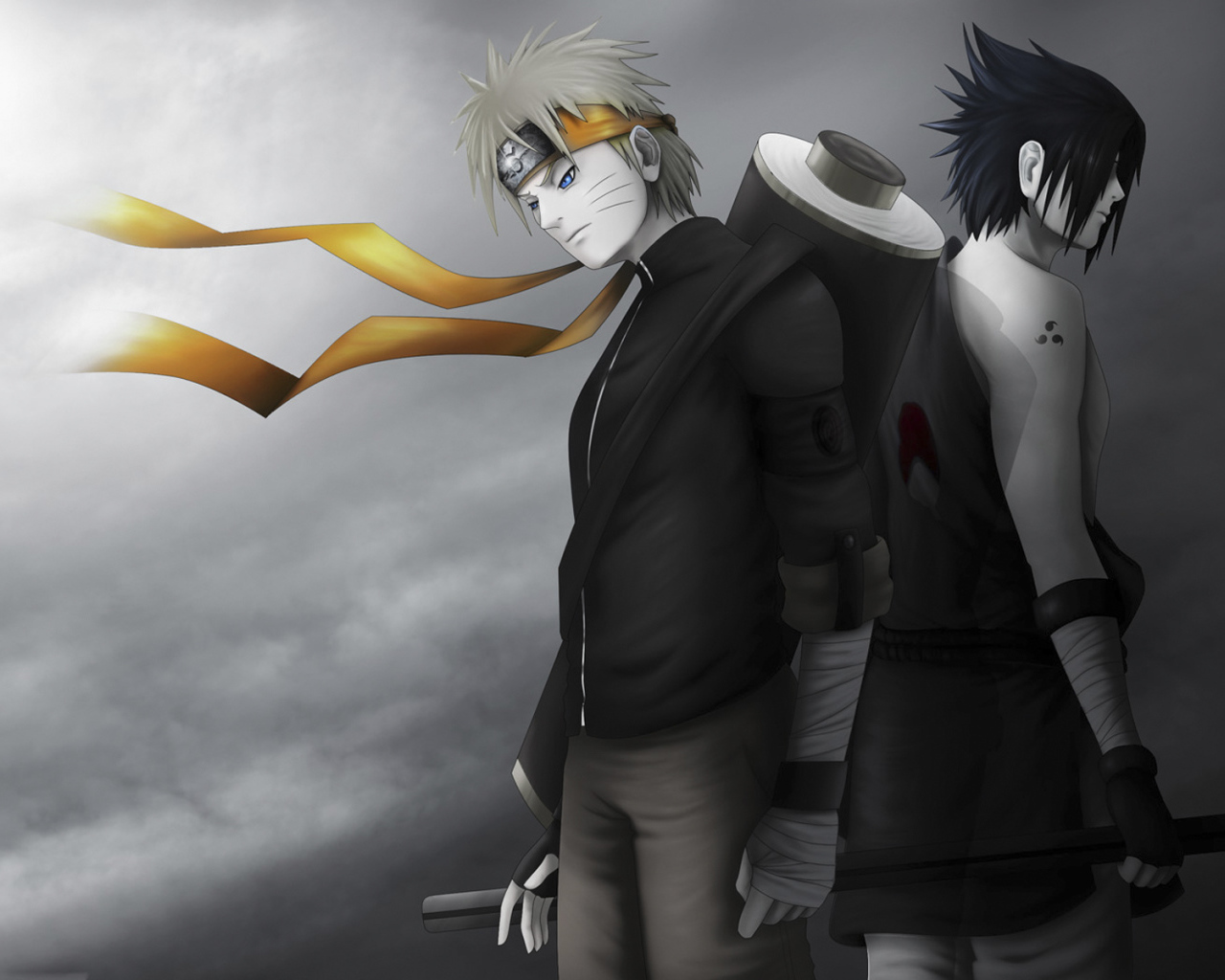 Девушка и парень спина к спине