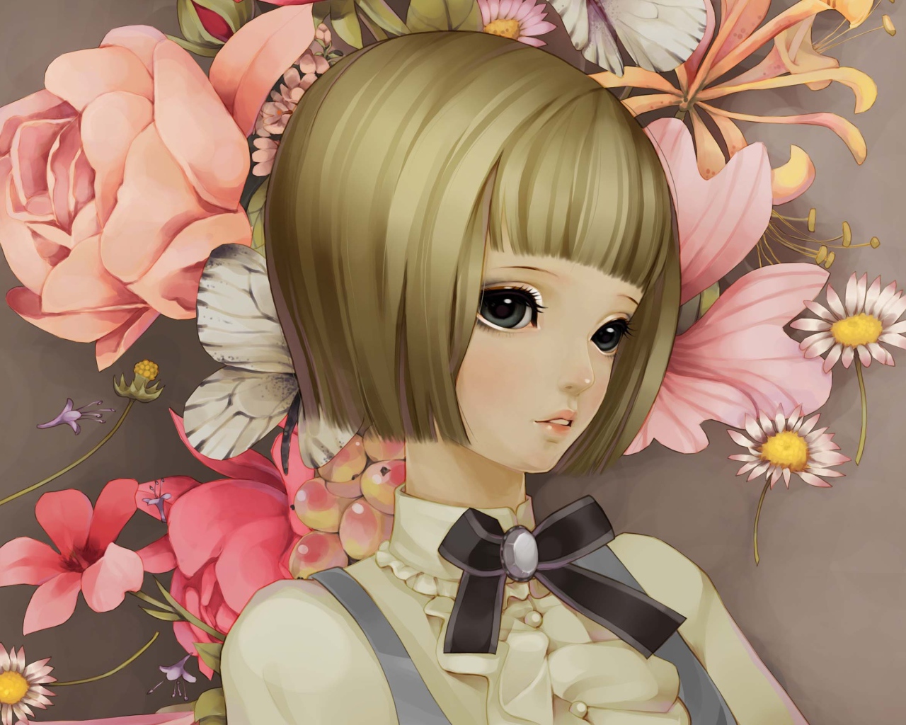 Девочка на фоне цветов