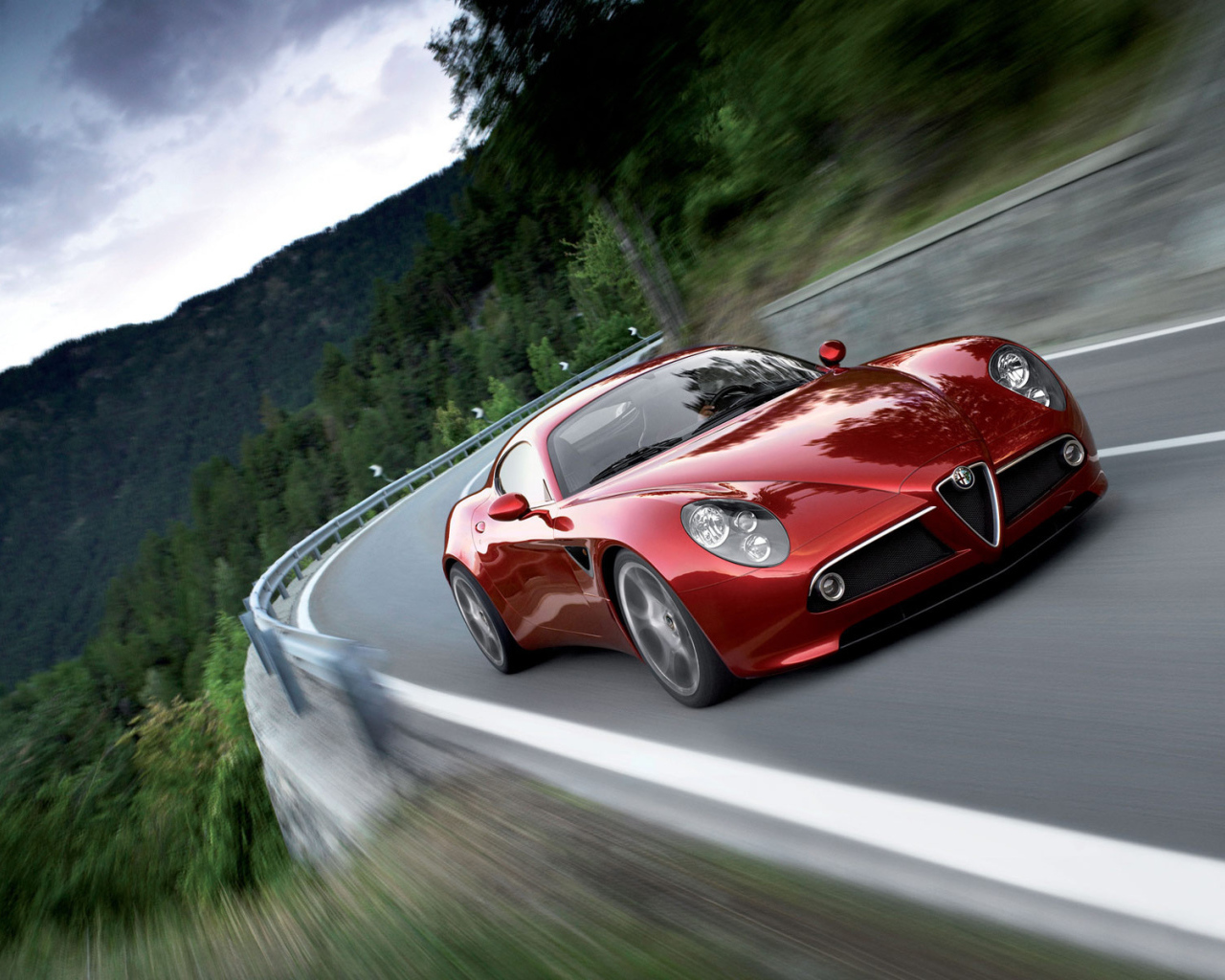 	  Alfa Romeo on a mountain road