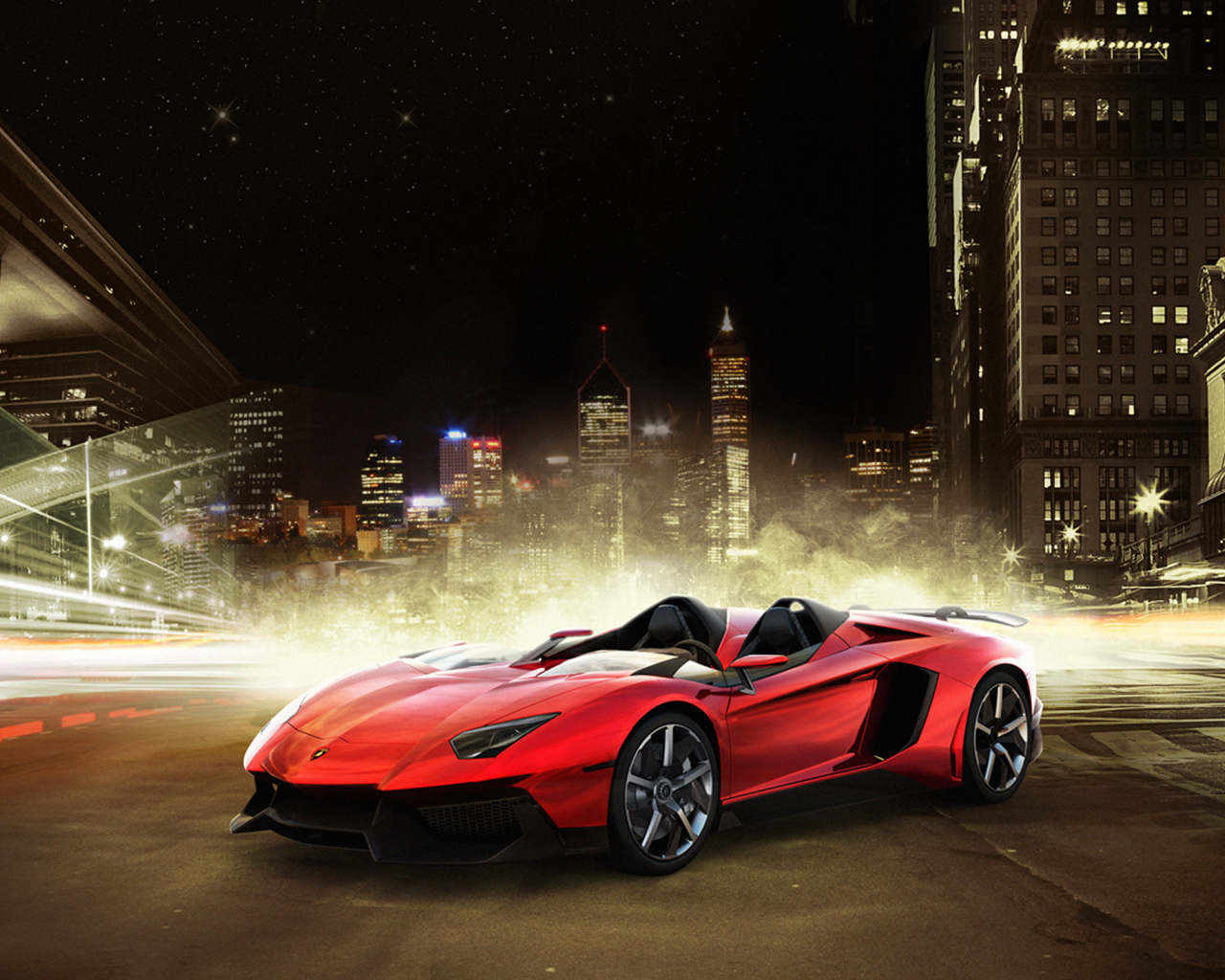 Ламборджини в ночном городе