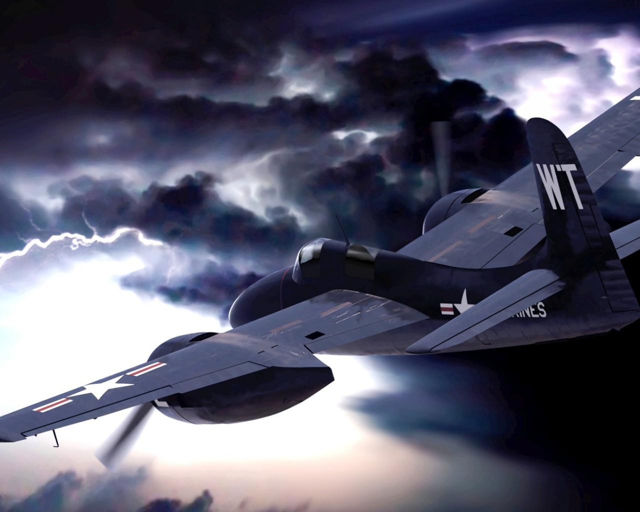 Самолет над облаками