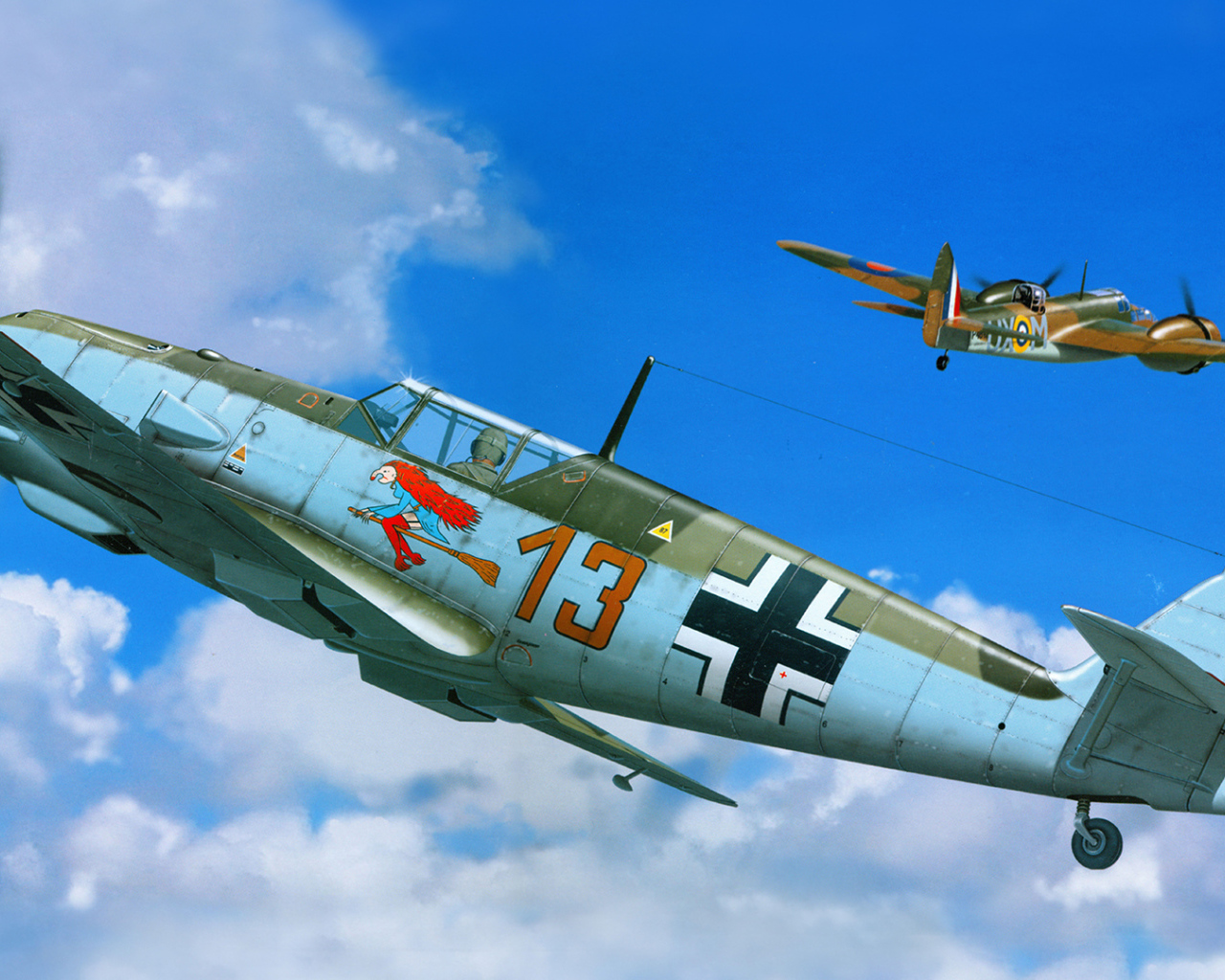 Немецкий самолет в бою