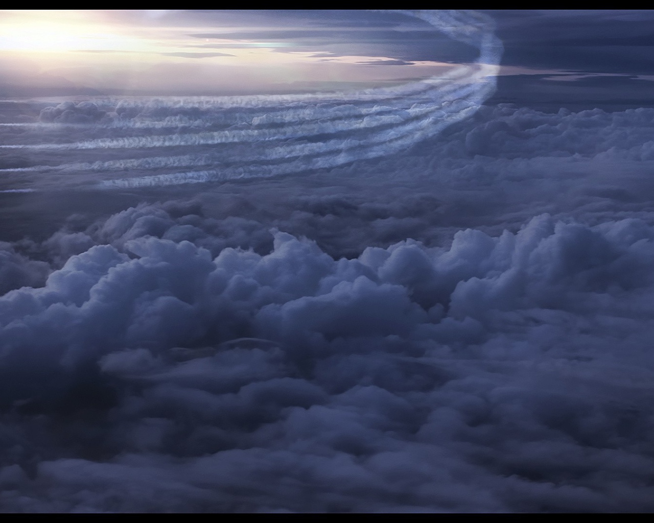 Строй самолетов над облаками