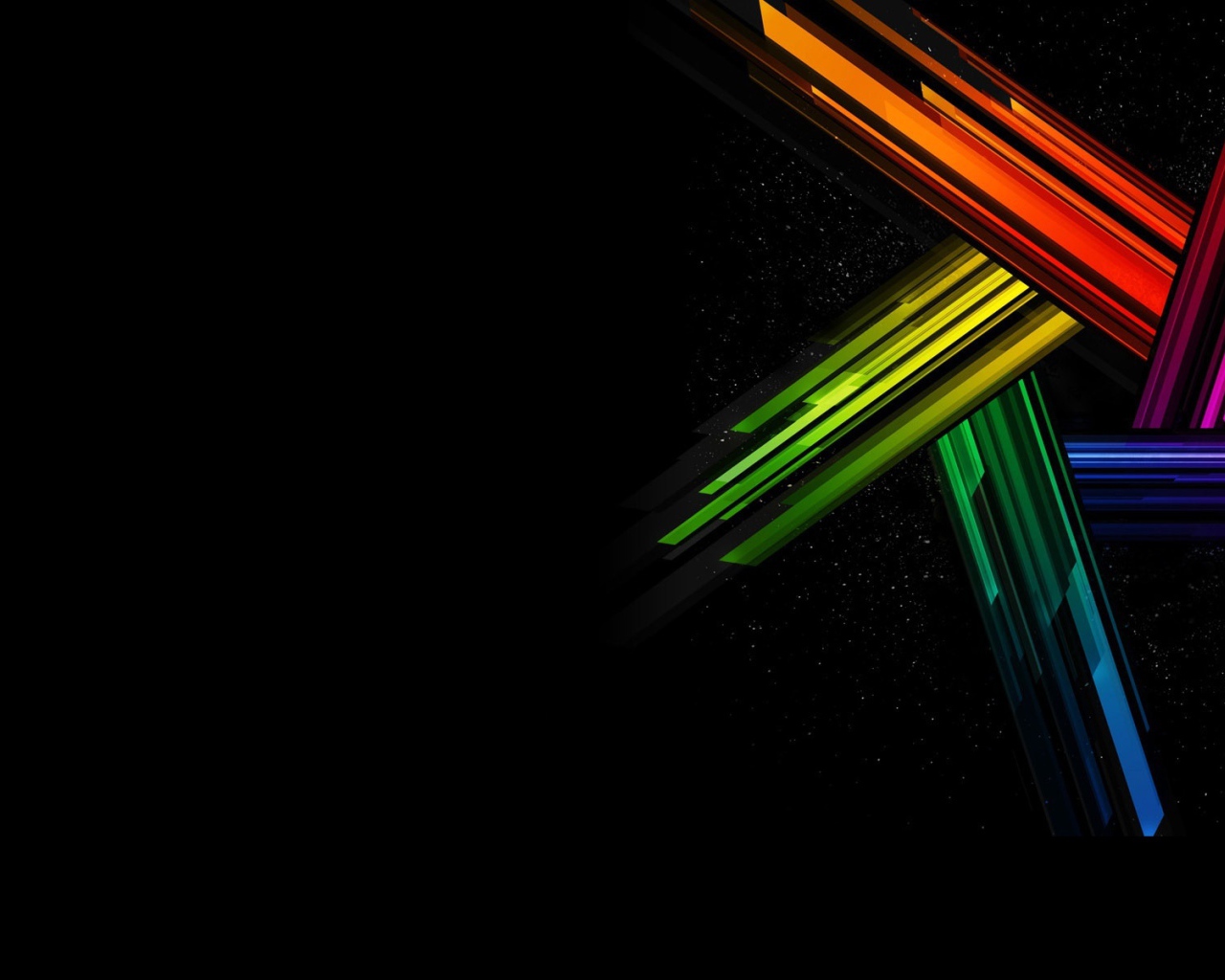Black wallpaper with rainbow abstraction