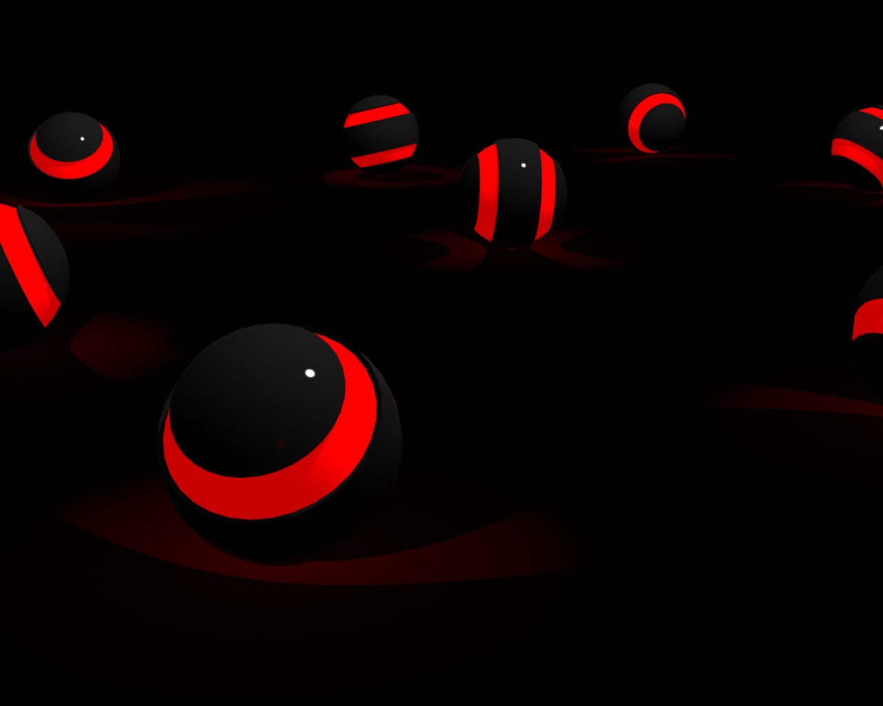 Черные обои с красными шарами