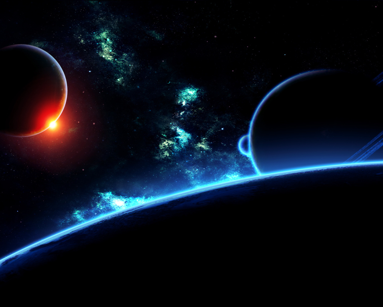 Черные обои с космическим пейзажем