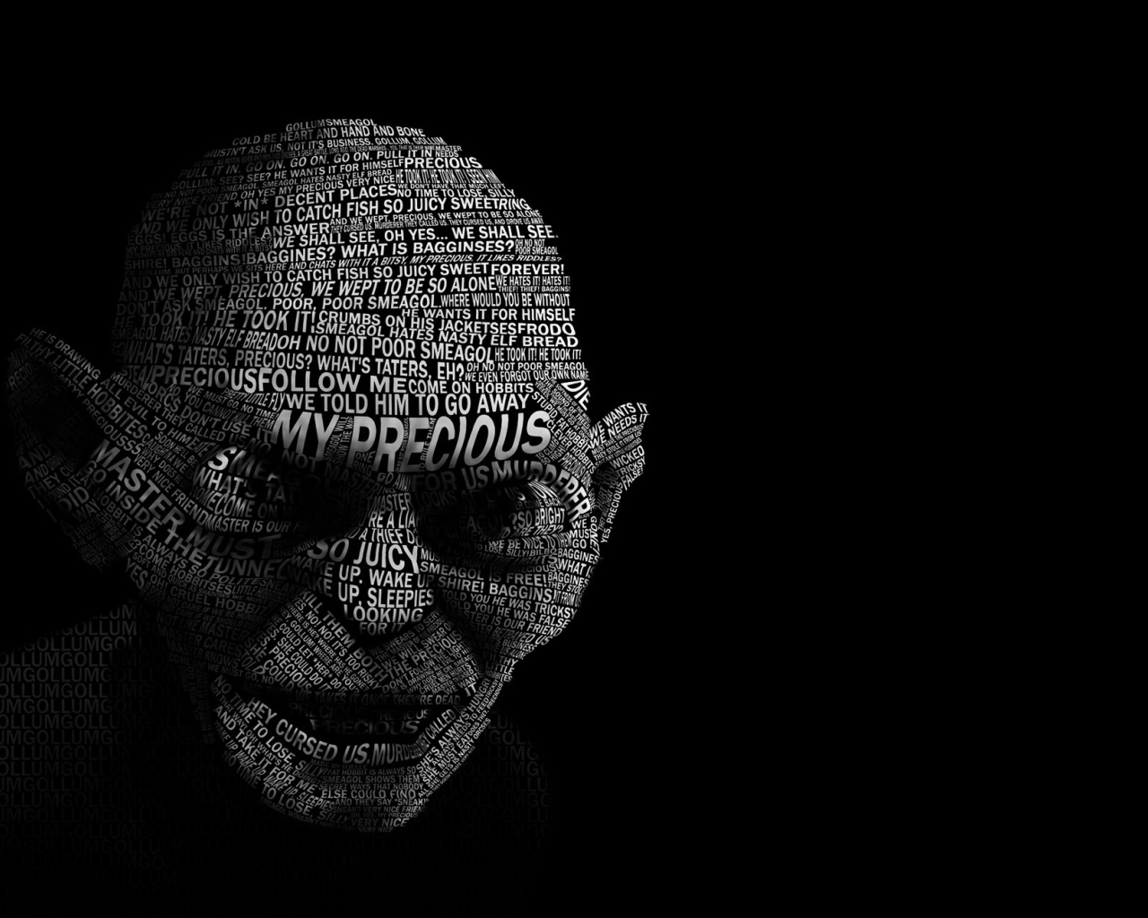 Голлум на черных обоях