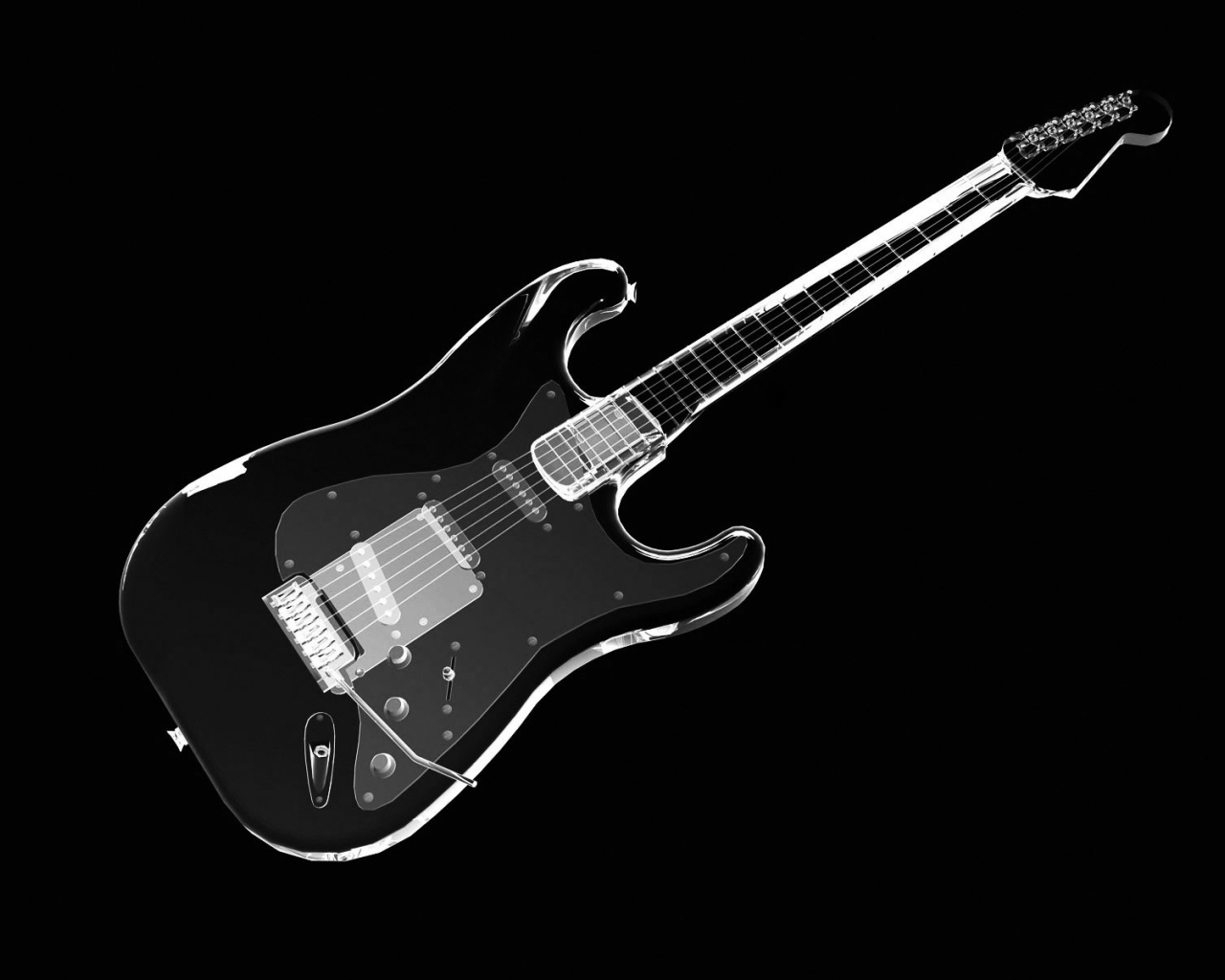 Гитара на черных обоях