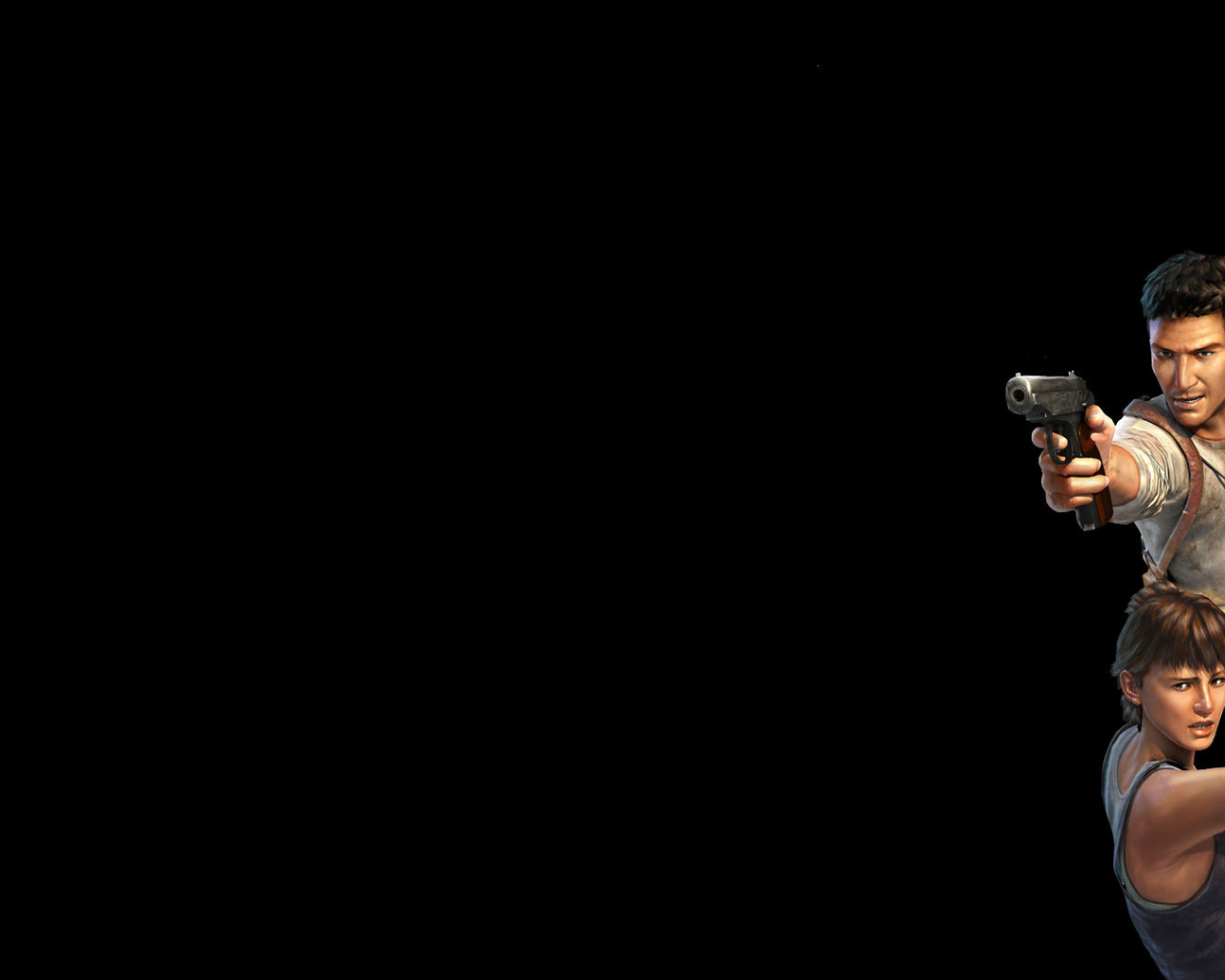 Герои фильма на черных обоях